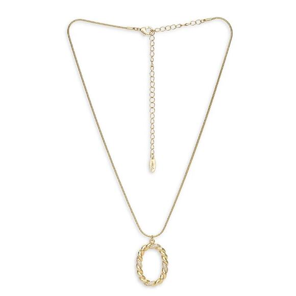 NEW ETTIKA REVOLVE 18K Goldplated Twisted Crystal Initial Pendant Necklace O - Picture 1 of 5